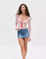 Deep Neck Ribbon Sweater