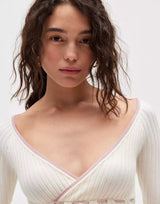 Deep Neck Ribbon Sweater