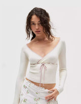 Deep Neck Ribbon Sweater