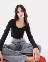 Long sleeve button top