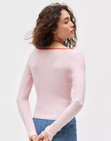 Deep Neck Ribbon Sweater
