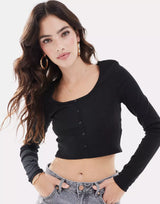 Long sleeve button top