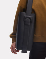 Leather bucket tote bag