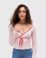 Deep Neck Ribbon Sweater