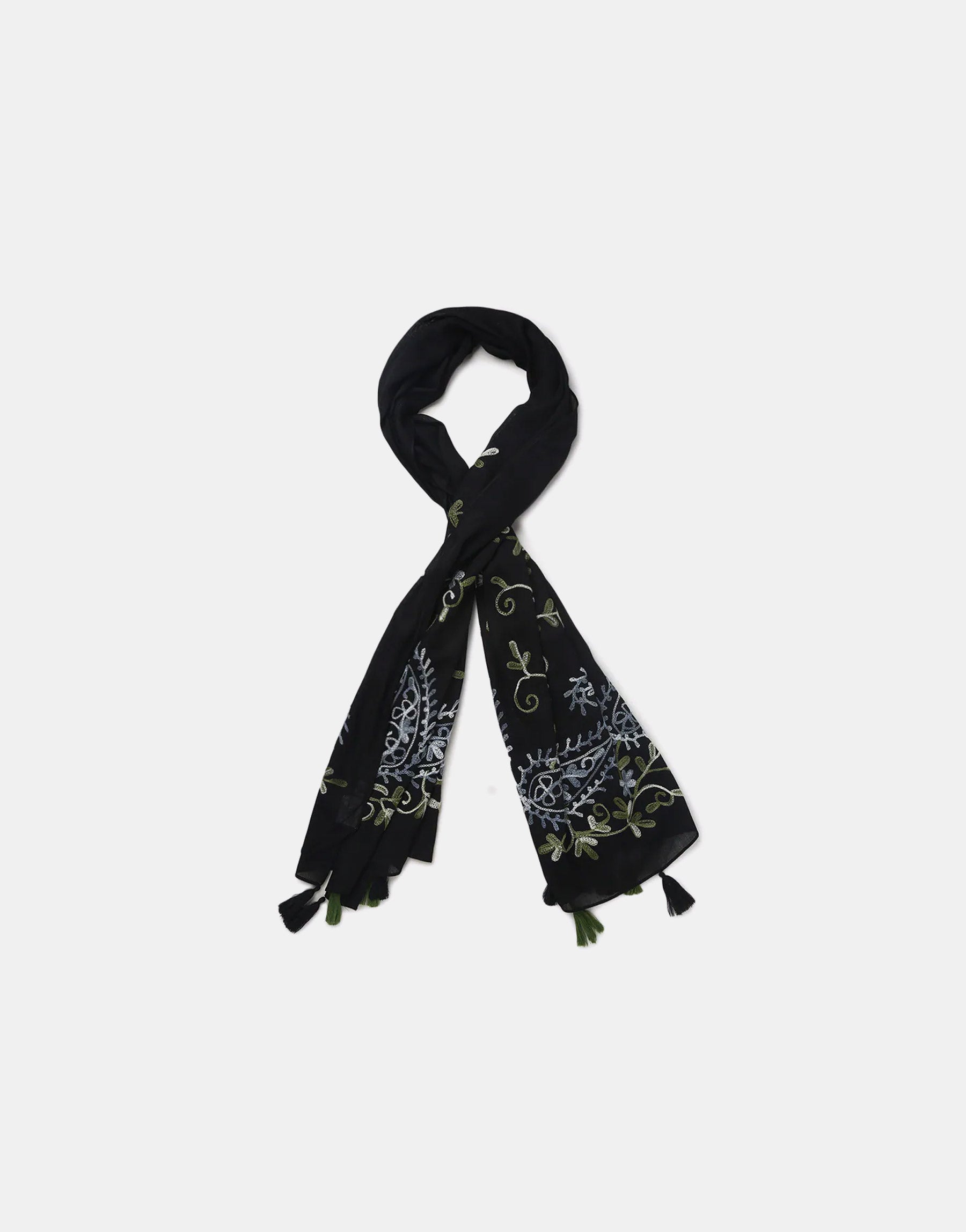 Floral Embroidered Scarf