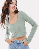 Long sleeve button top