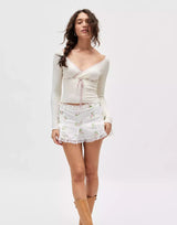 Deep Neck Ribbon Sweater